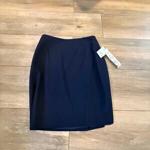 Chaus Vintage 100% Worsted Wool Midi Skirt w/Back Slit - Black - Size 16 NWT